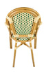Toulouse Beige and Green French Bistro Set Includes 40" Table and 4 Chairs with Arms FBK-BG-AW4-AX