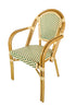 Toulouse Beige and Green French Bistro Set Includes 40" Table and 4 Chairs with Arms FBK-BG-AW4-AX