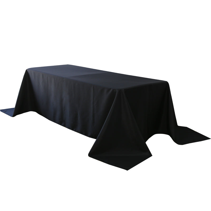 5-Pack Black Polyester Rectangle Tablecloth 190gsm  90" x 132"