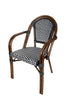Toulouse Black and White French Bistro Set Includes 40" Table and 4 Chairs with Arms FBK-BLA-ABLA4-AX