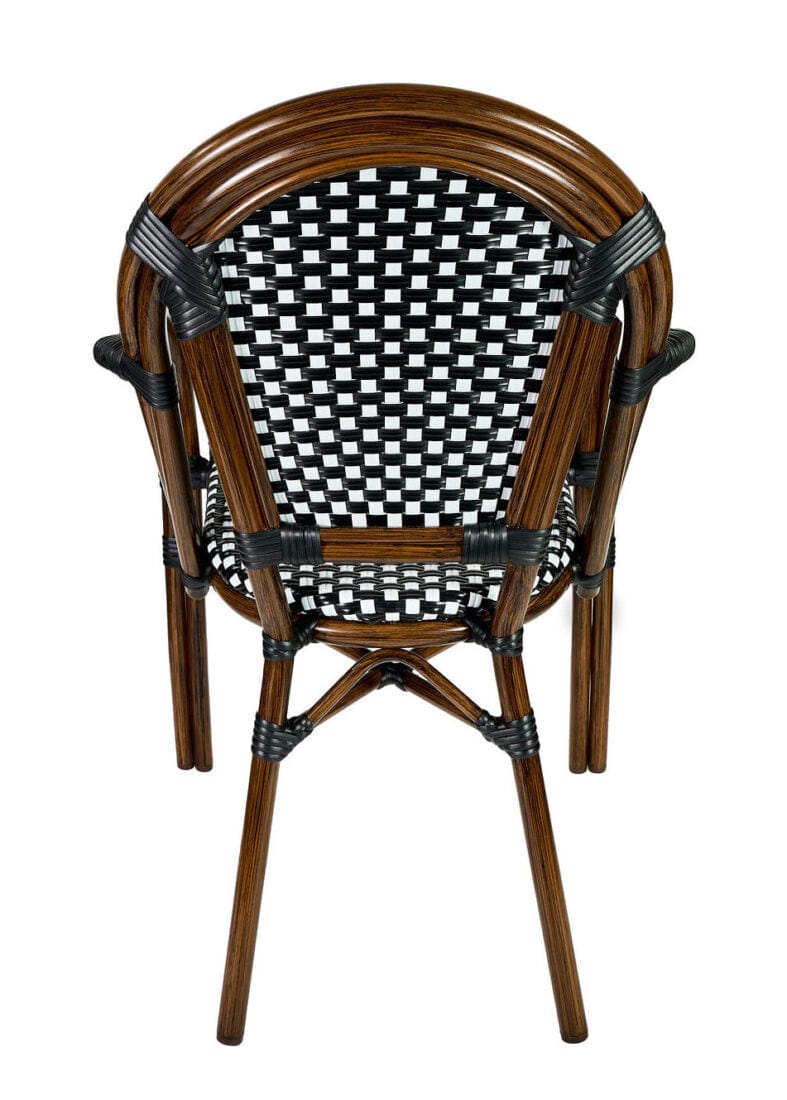 Toulouse Black and White French Bistro Set Includes 40" Table and 4 Chairs with Arms FBK-BLA-ABLA4-AX