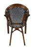 Toulouse Black and White French Bistro Set Includes 40" Table and 4 Chairs with Arms FBK-BLA-ABLA4-AX