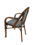 Toulouse Black and White French Bistro Set Includes 40" Table and 4 Chairs with Arms FBK-BLA-ABLA4-AX