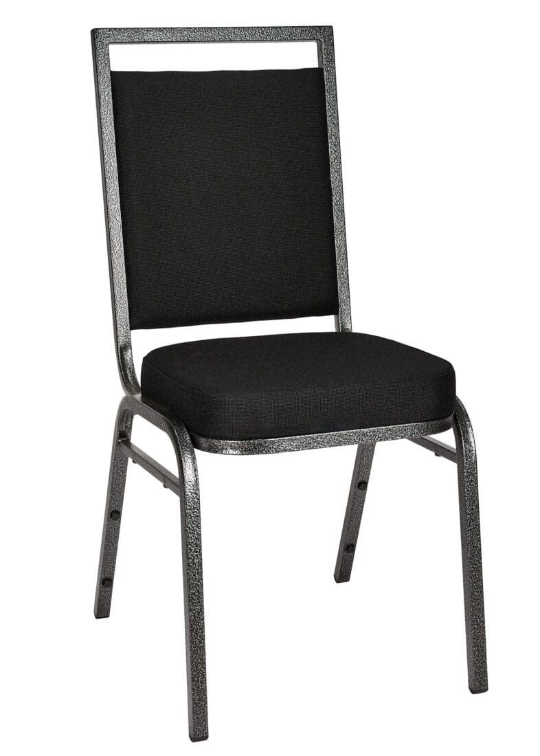 Chivari Black Fabric on Silver Vein Frame Square Banquet Chair CQSFB-ZF-T