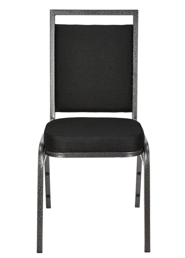 Chivari Black Fabric on Silver Vein Frame Square Banquet Chair CQSFB-ZF-T