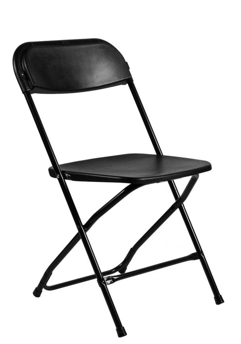 Chivari 100 Black Plastic Folding Chair Bundle with 2 Heavy Duty Carts and Safety Straps CFPB-100GCRTS-KT