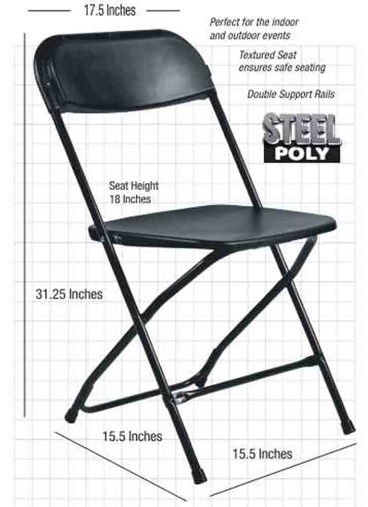 Chivari Black Folding Chair (Steel-Poly Chair) CFPB-CX-T