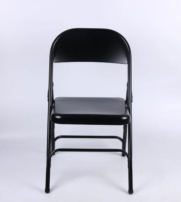 Chivari 100 Black Plastic Folding Chair Bundle with 2 Heavy Duty Carts and Safety Straps CFPB-100GCRTS-KT