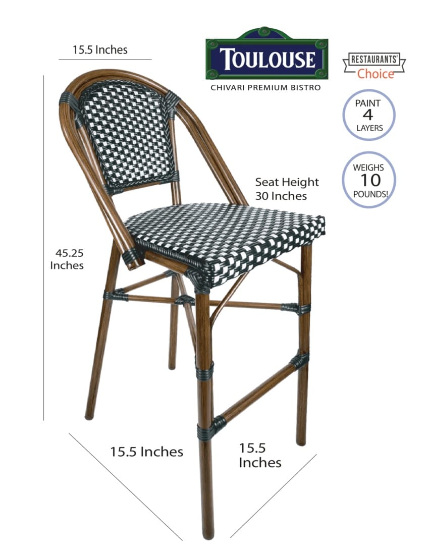 Toulouse Black and White French Bistro Barstool BBPBLA-AX-T
