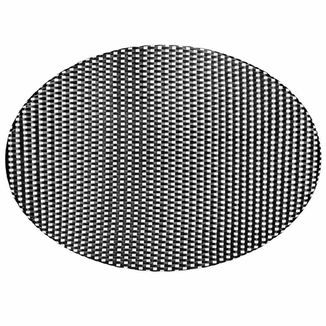Toulouse 40" Round Glass Top Black and White Rattan French Bistro Table TBTPBLA-KT-AX-T