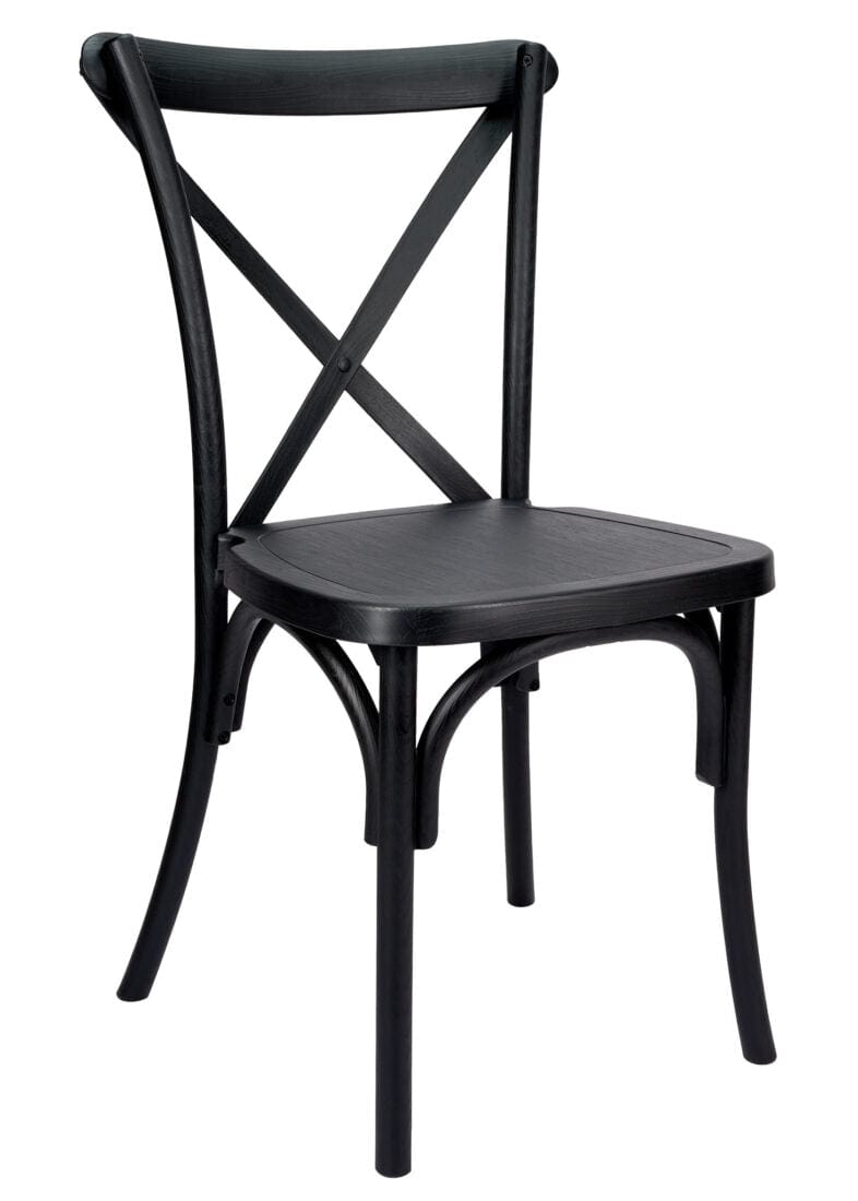 Chivari Black ToughResin™ WoodGrain Cross Back Chair CXRB-AX-T