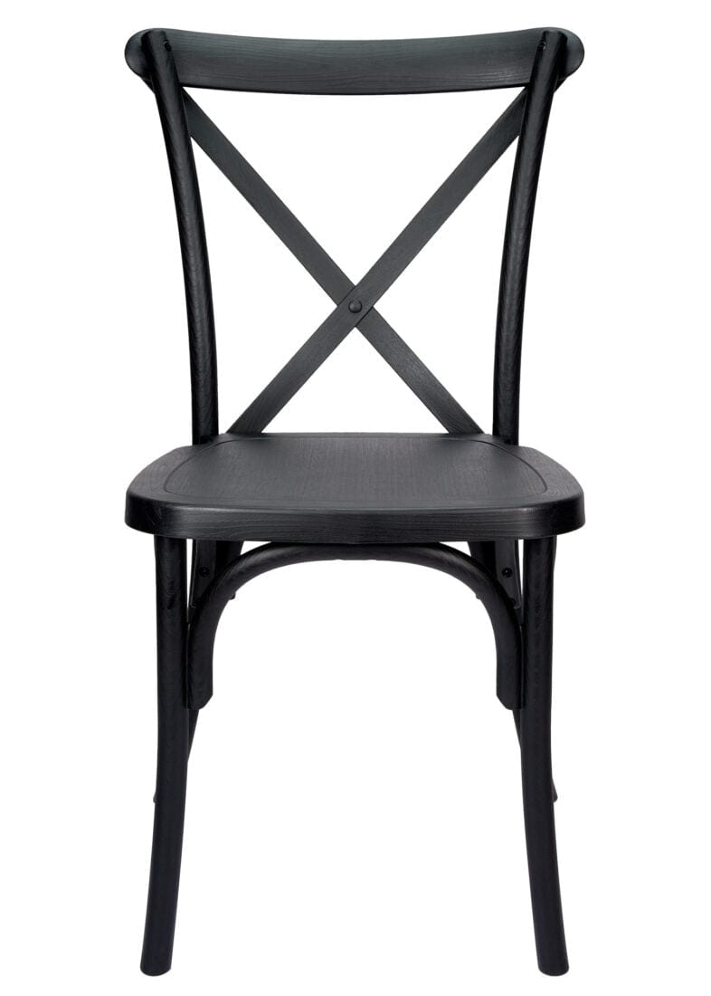 Chivari Black ToughResin™ WoodGrain Cross Back Chair CXRB-AX-T
