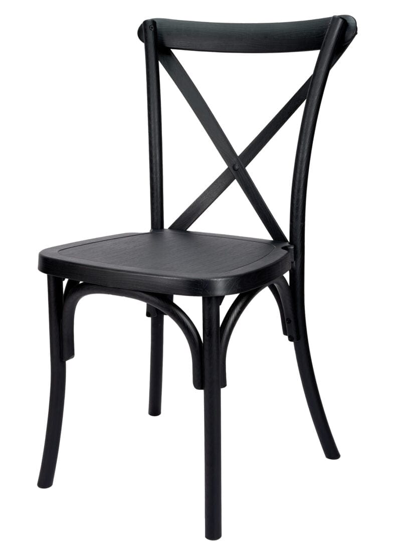 Chivari Black ToughResin™ WoodGrain Cross Back Chair CXRB-AX-T