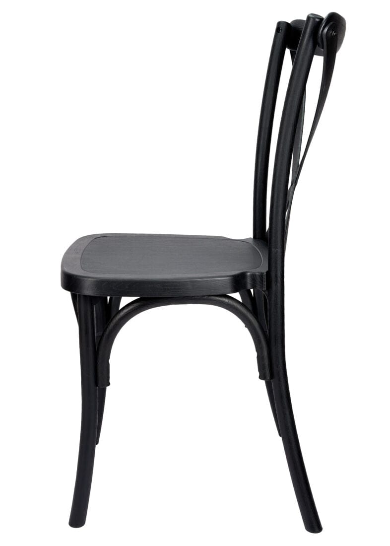 Chivari Black ToughResin™ WoodGrain Cross Back Chair CXRB-AX-T