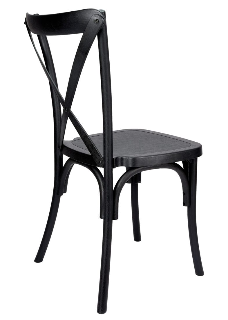 Chivari Black ToughResin™ WoodGrain Cross Back Chair CXRB-AX-T