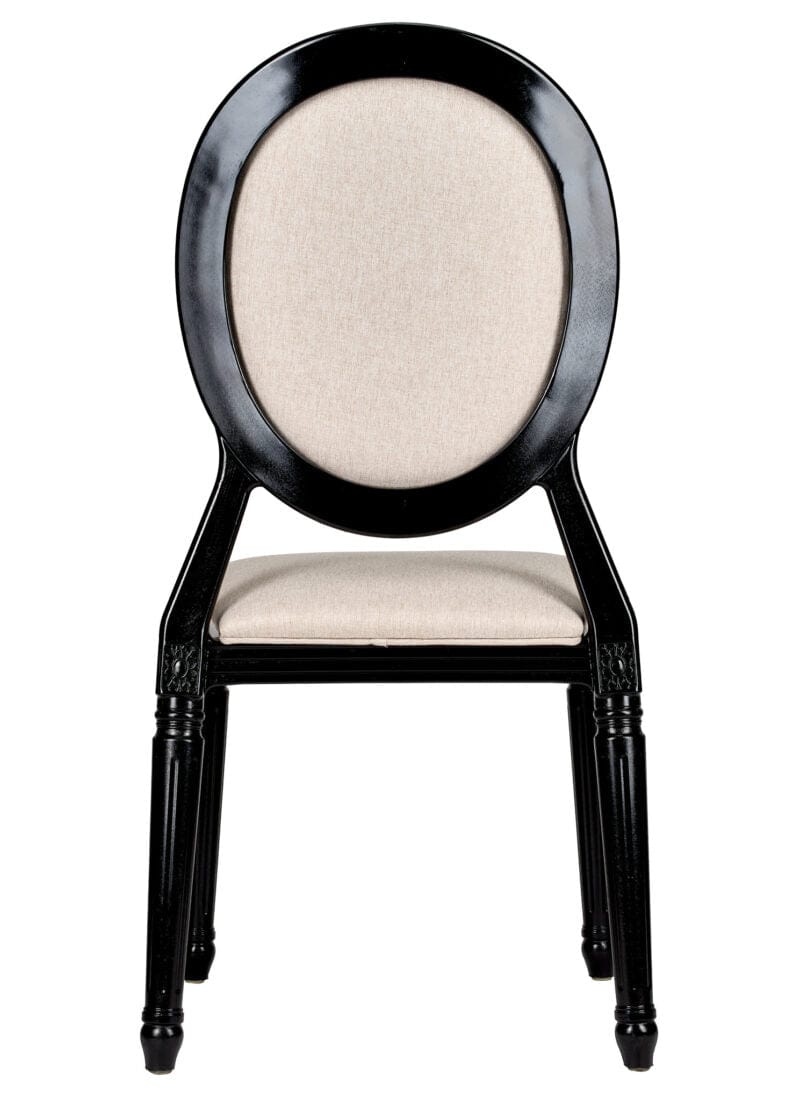 Chivari Black Resin Louis Pop Chair with Burlap Fabric Seat and Back CLPRBBB-ZG-T