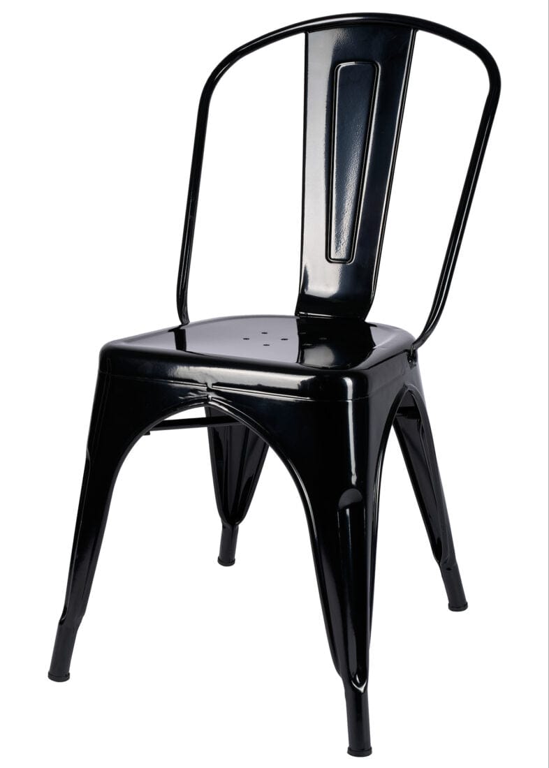 Chivari Black Hi Gloss Tolix Style Metal Chair CTMB-AX-T