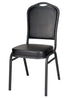 Chivari Black Vinyl on Black Frame Crown Banquet Chair CQCVBB-ZF-T