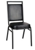 Chivari Black Vinyl on Black Steel Frame Square Back Banquet Chair CQSVB-ZF-T