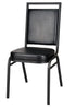 Chivari Black Vinyl on Black Steel Frame Square Back Banquet Chair CQSVB-ZF-T
