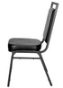 Chivari Black Vinyl on Black Steel Frame Square Back Banquet Chair CQSVB-ZF-T