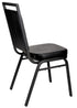 Chivari Black Vinyl on Black Steel Frame Square Back Banquet Chair CQSVB-ZF-T