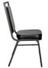 Chivari Black Vinyl on Black Steel Frame Square Back Banquet Chair CQSVB-ZF-T