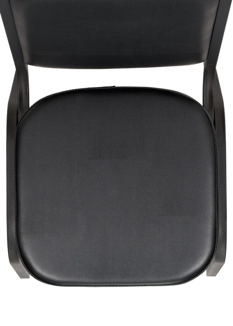 Chivari Black Vinyl on Black Steel Frame Square Back Banquet Chair CQSVB-ZF-T