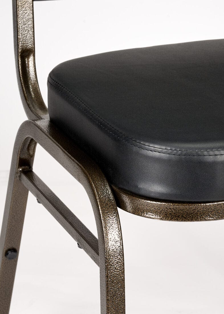 Chivari Black Vinyl on Gold Vein Frame Crown Banquet Chair CQCVBU-ZF-T