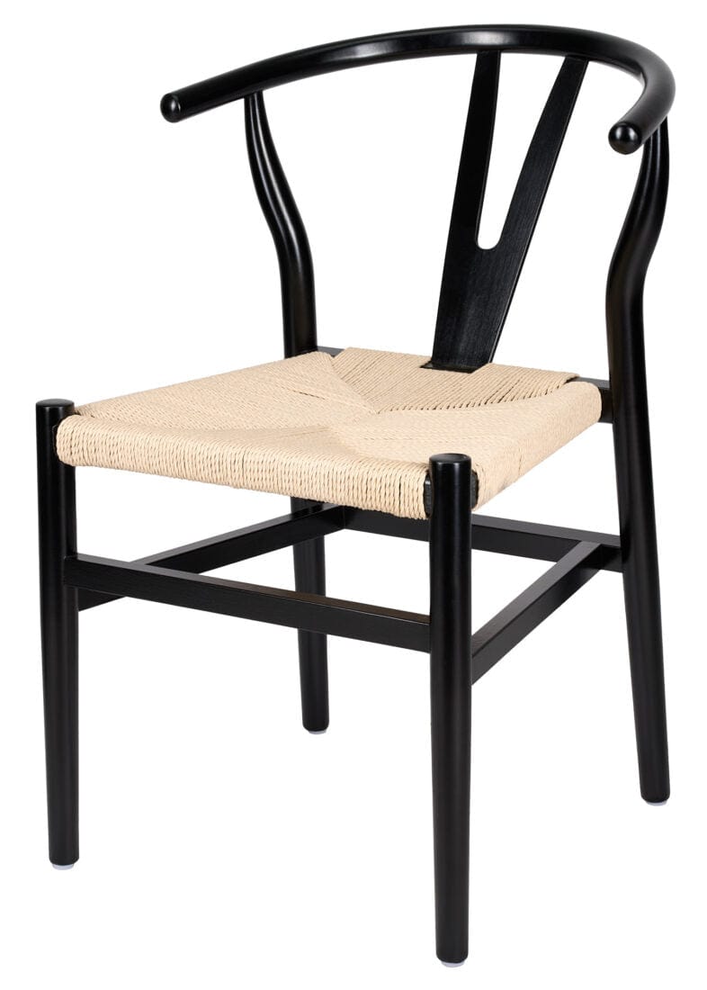 Chivari Black Wood Wishbone Chair with Natural Rope Seat CWHWBN-ZG-T