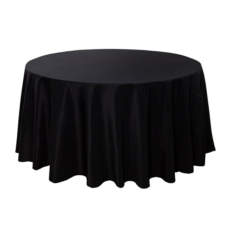 Chivari 5-Pack Black Round Polyester Tablecloth 190gsm 120" SX-TABLPOLY-120IN-BLK-5