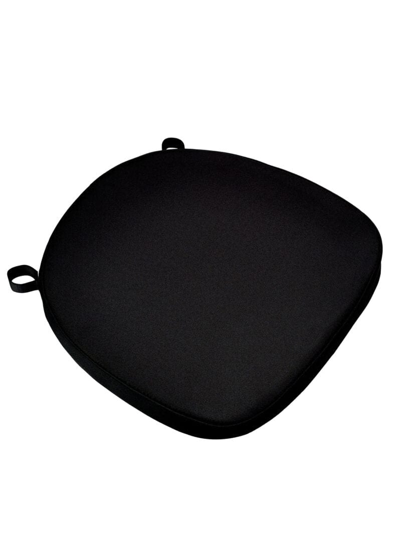 Chivari Black Fabric  2" Thick Cross Back Cushion CUSHXSTRAP-BLK-AX-T