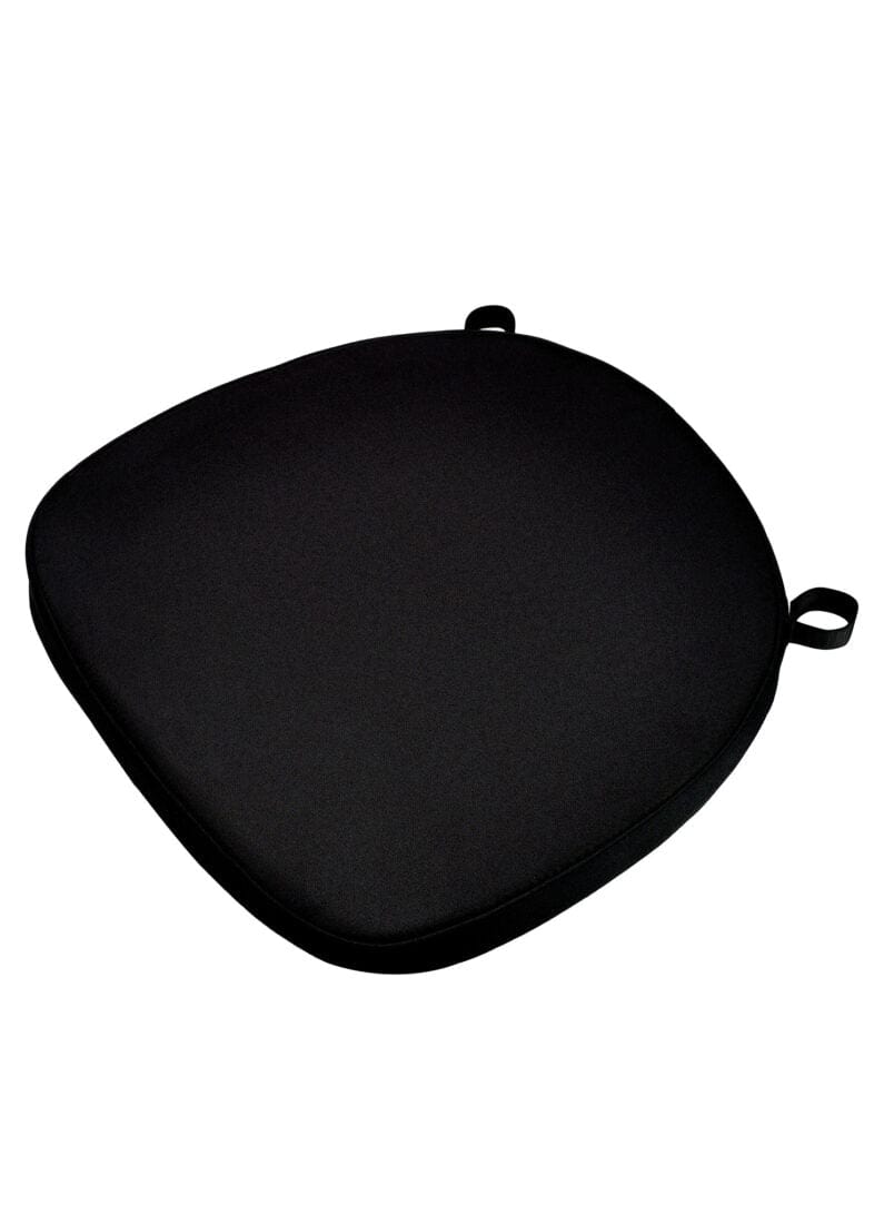 Chivari Black Fabric  2" Thick Cross Back Cushion CUSHXSTRAP-BLK-AX-T