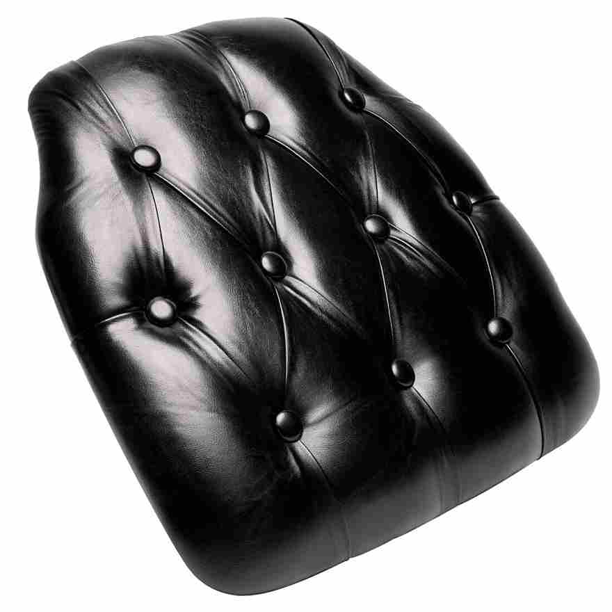 Chivari Black 1.75" Thick Vinyl Tufted Panel Chiavari Chair Cushion CUSHPANVINTUFTBLA-AX-T