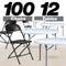 Chivari 100 Pack Black Plastic Folding Chair and 12 60" (5 Foot) Round Plastic Folding Table CFPB-100PLS60-KT