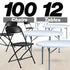 Chivari 100 Pack Black Plastic Folding Chair and 12 60" (5 Foot) Round Plastic Folding Table CFPB-100PLS60-KT