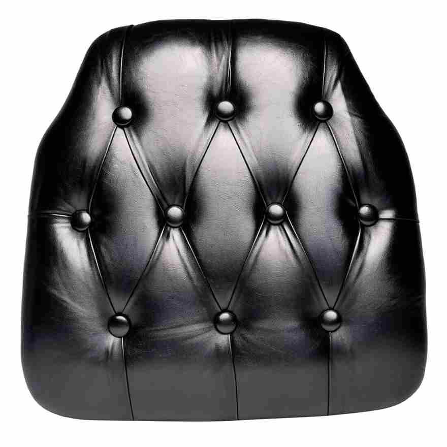 Chivari Black 1.75" Thick Vinyl Tufted Panel Chiavari Chair Cushion CUSHPANVINTUFTBLA-AX-T