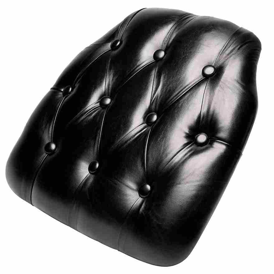 Chivari Black 1.75" Thick Vinyl Tufted Panel Chiavari Chair Cushion CUSHPANVINTUFTBLA-AX-T