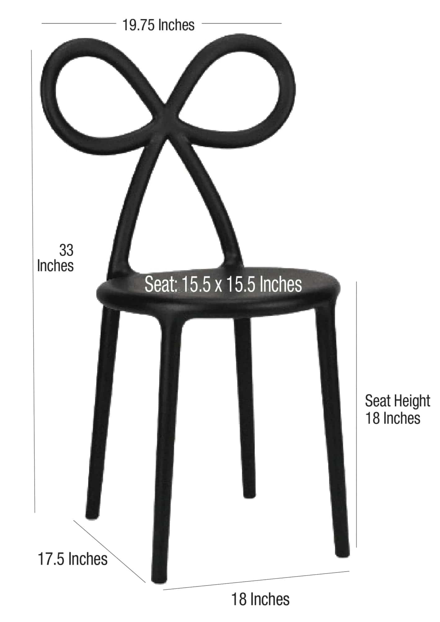 Chivari Black Resin Bow Chair with Round Seat CBORB-ZG