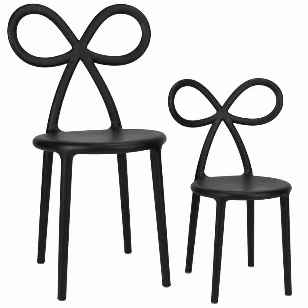 Chivari Black Resin Bow Chair with Round Seat CBORB-ZG