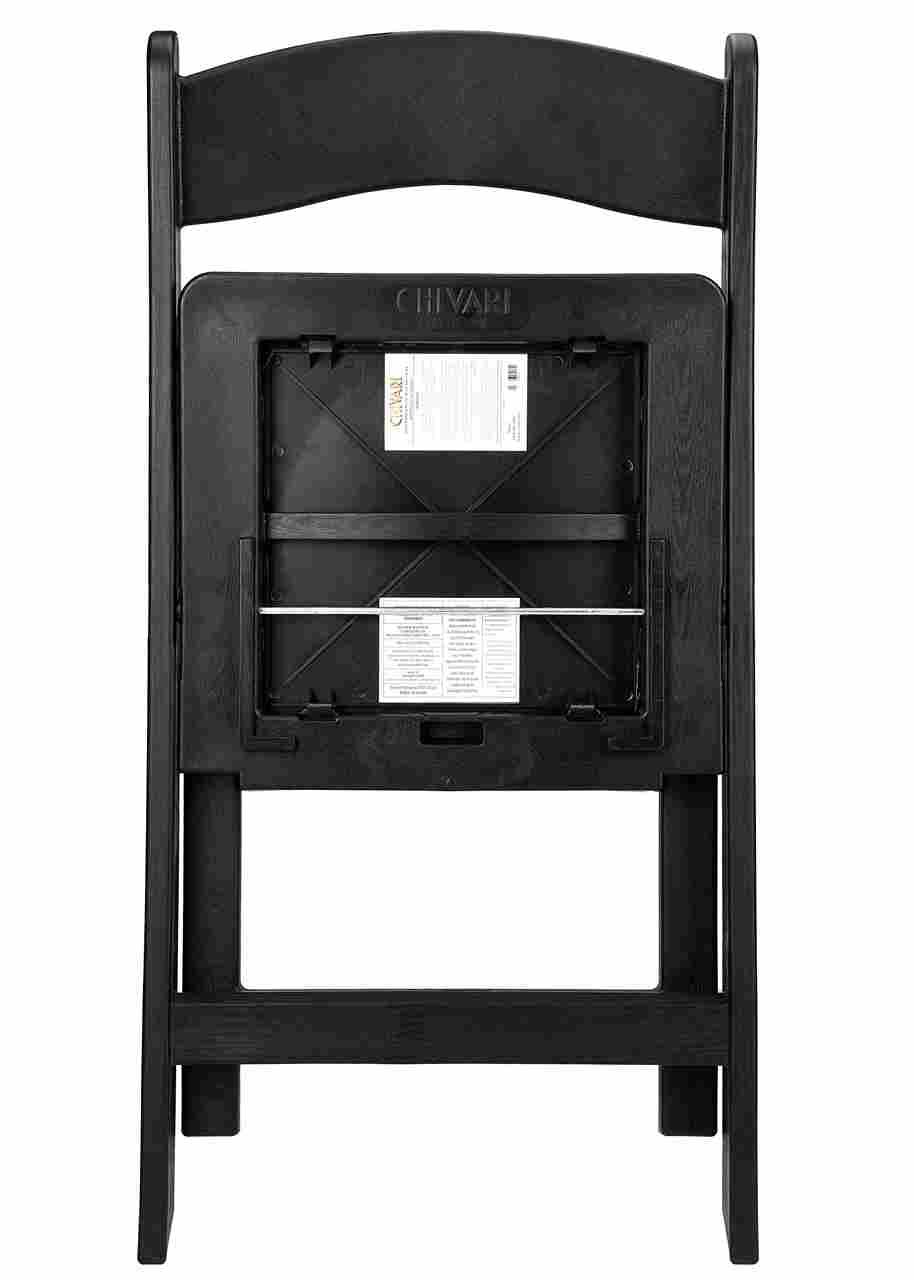 Chivari Black WoodGrain™ Resin Folding Chair with Black Vinyl Seat CFRBB-A