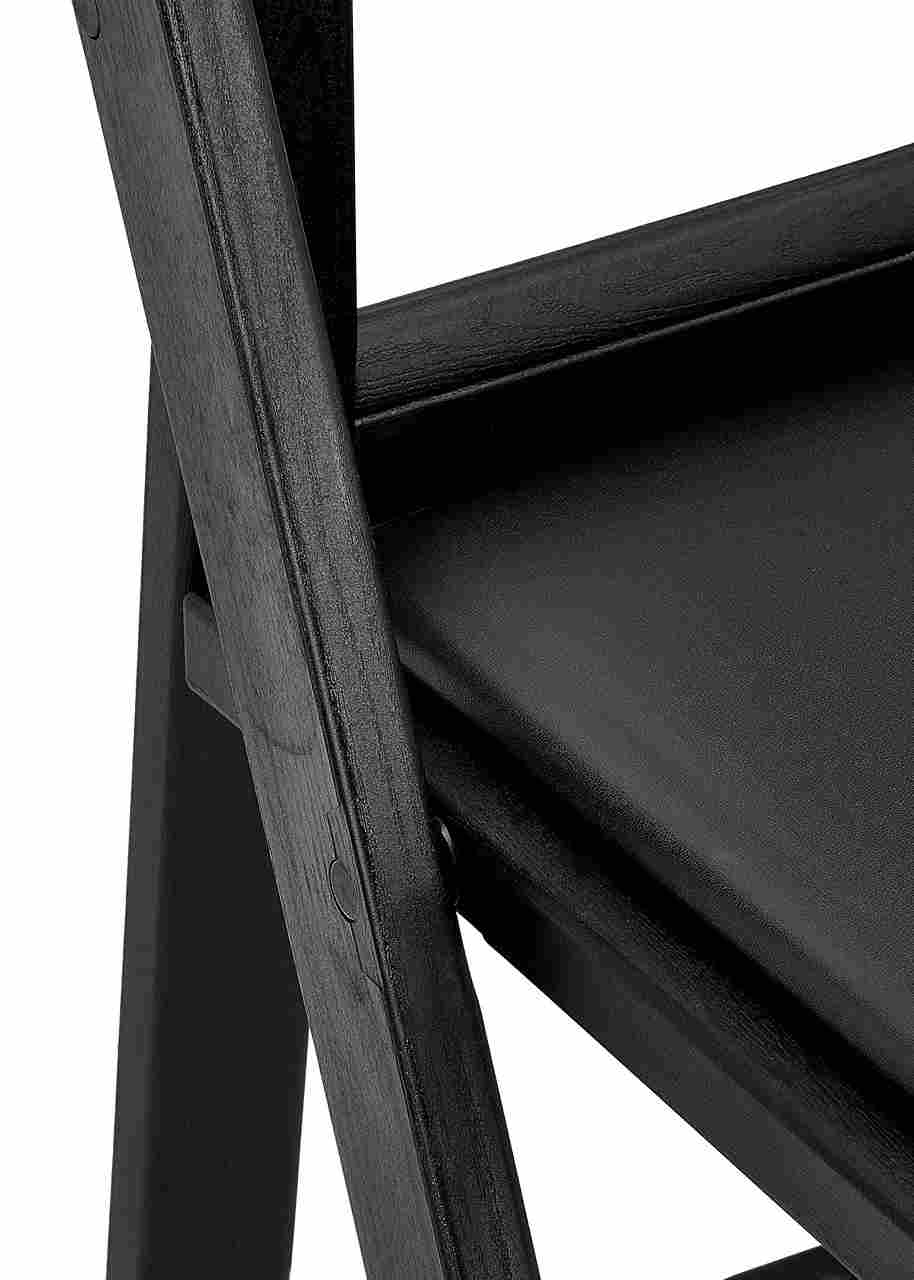 Chivari Black WoodGrain™ Resin Folding Chair with Black Vinyl Seat CFRBB-A