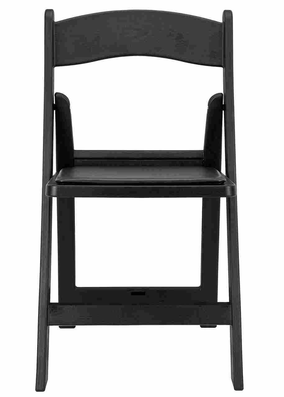 Chivari Black WoodGrain™ Resin Folding Chair with Black Vinyl Seat CFRBB-A