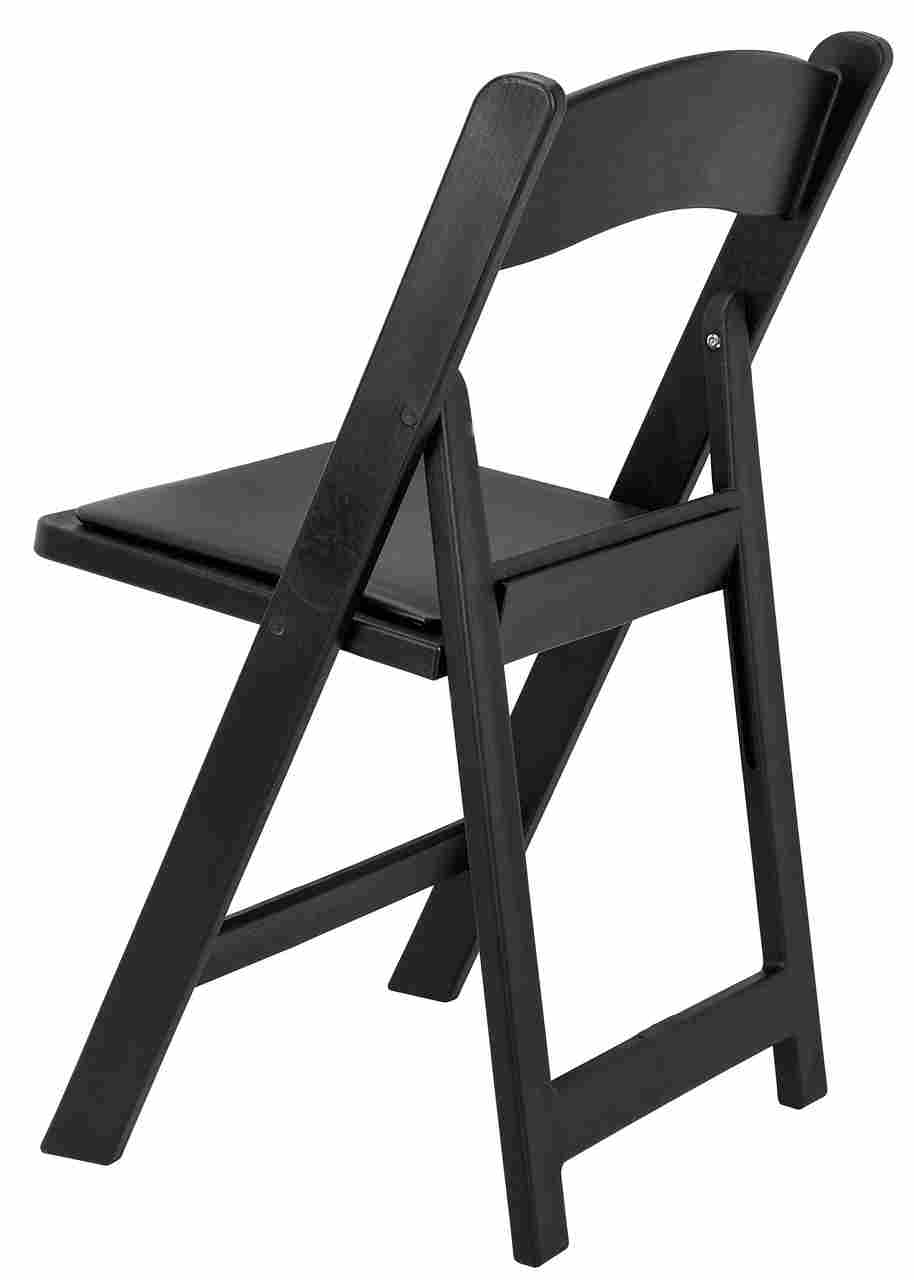 Chivari Black WoodGrain™ Resin Folding Chair with Black Vinyl Seat CFRBB-A