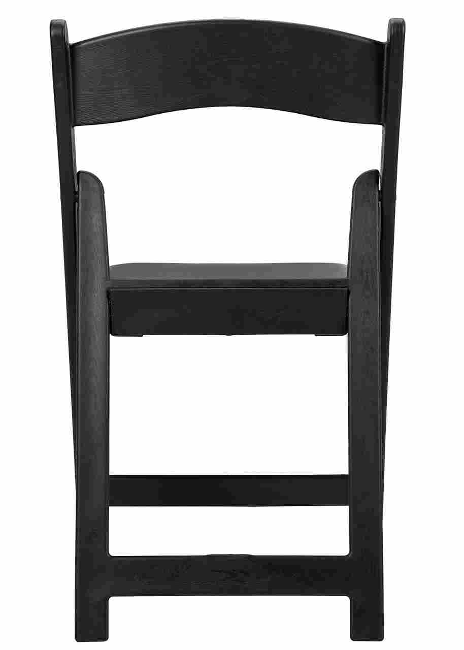 Chivari Black WoodGrain™ Resin Folding Chair with Black Vinyl Seat CFRBB-A