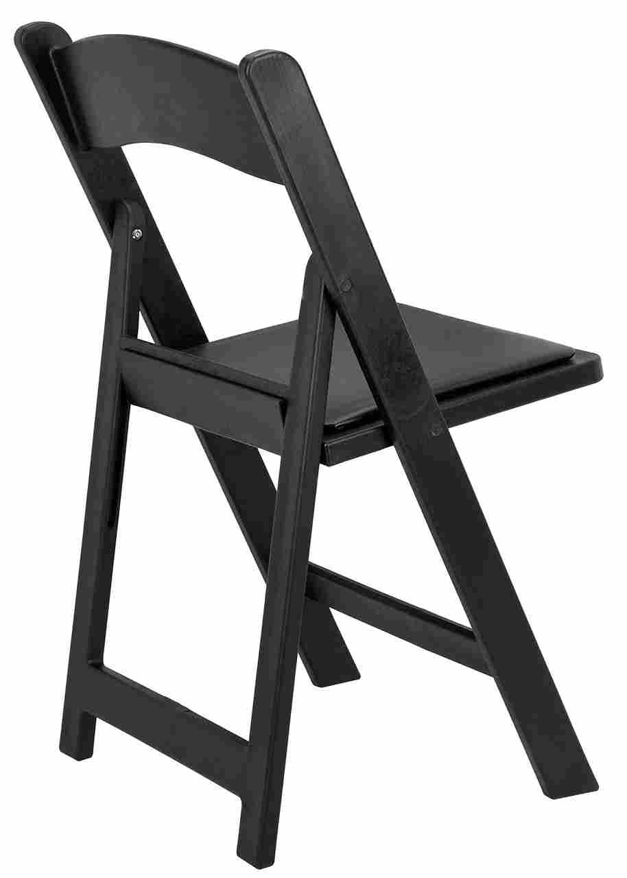 Chivari Black WoodGrain™ Resin Folding Chair with Black Vinyl Seat CFRBB-A