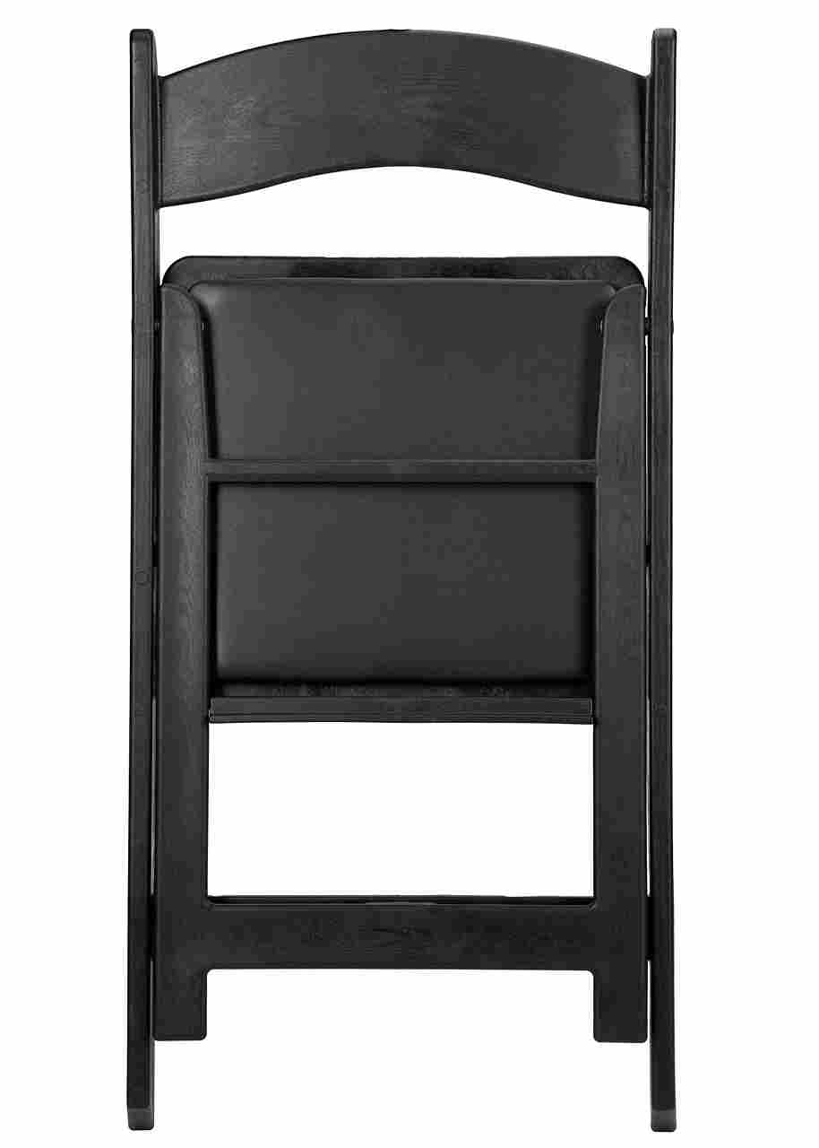 Chivari Black WoodGrain™ Resin Folding Chair with Black Vinyl Seat CFRBB-A