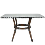 48" x 36"  Glass Top Black and White French Bistro Table