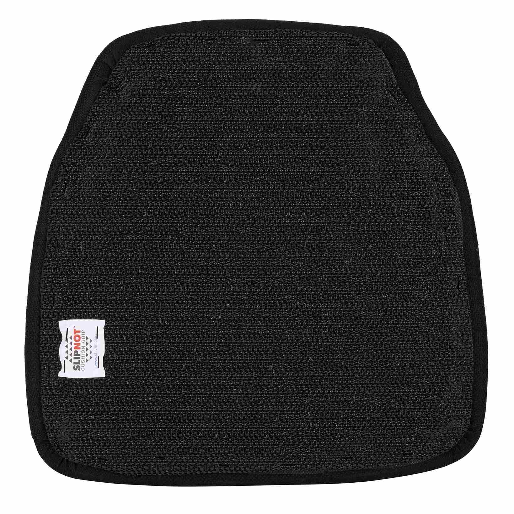 Chivari Black 1.75" Thick Fabric Panel Back Chiavari Chair Cushion and SlipNot™ Technology CUSHPANFAB-BLK-A
