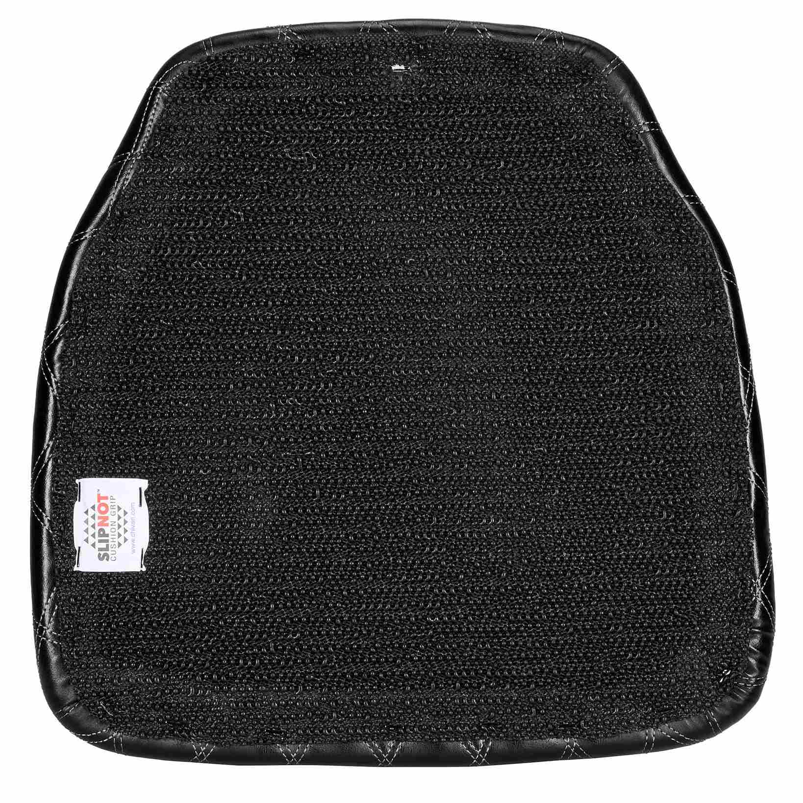 Chivari Black Vinyl Panel Back Chiavari Cushion with Bentley Stitching and SlipNot™ Technology CUSHPANVINBENTB-A